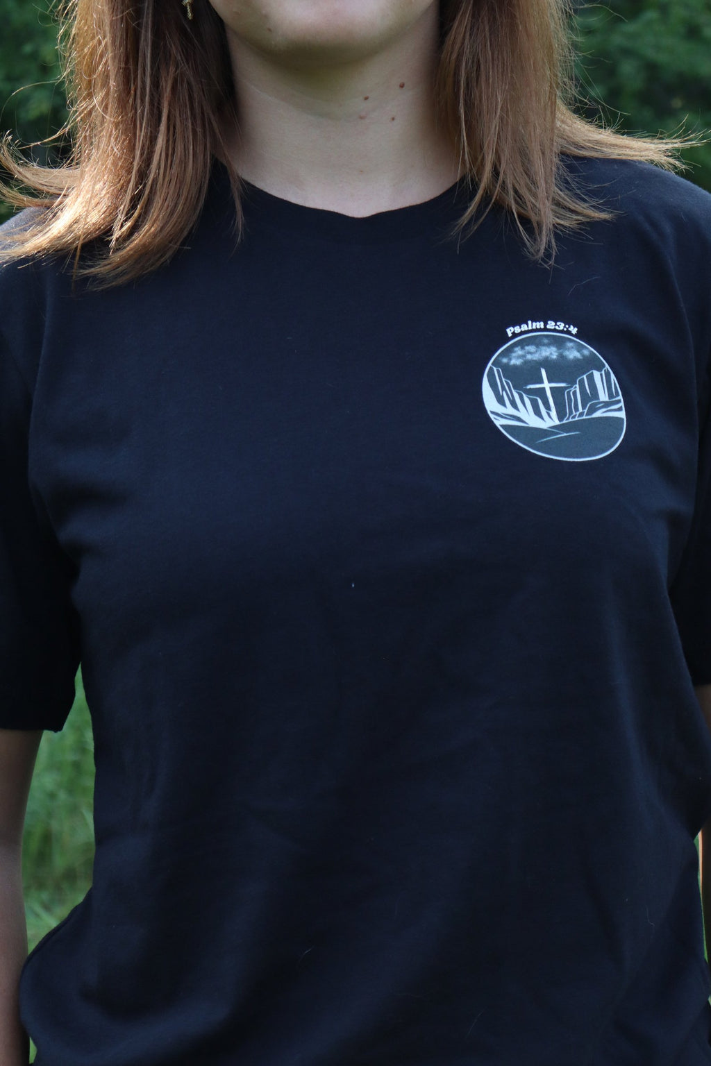Psalm 23:4 Christian Shirt | Minimalist Left-Chest Tee, Unisex Fit