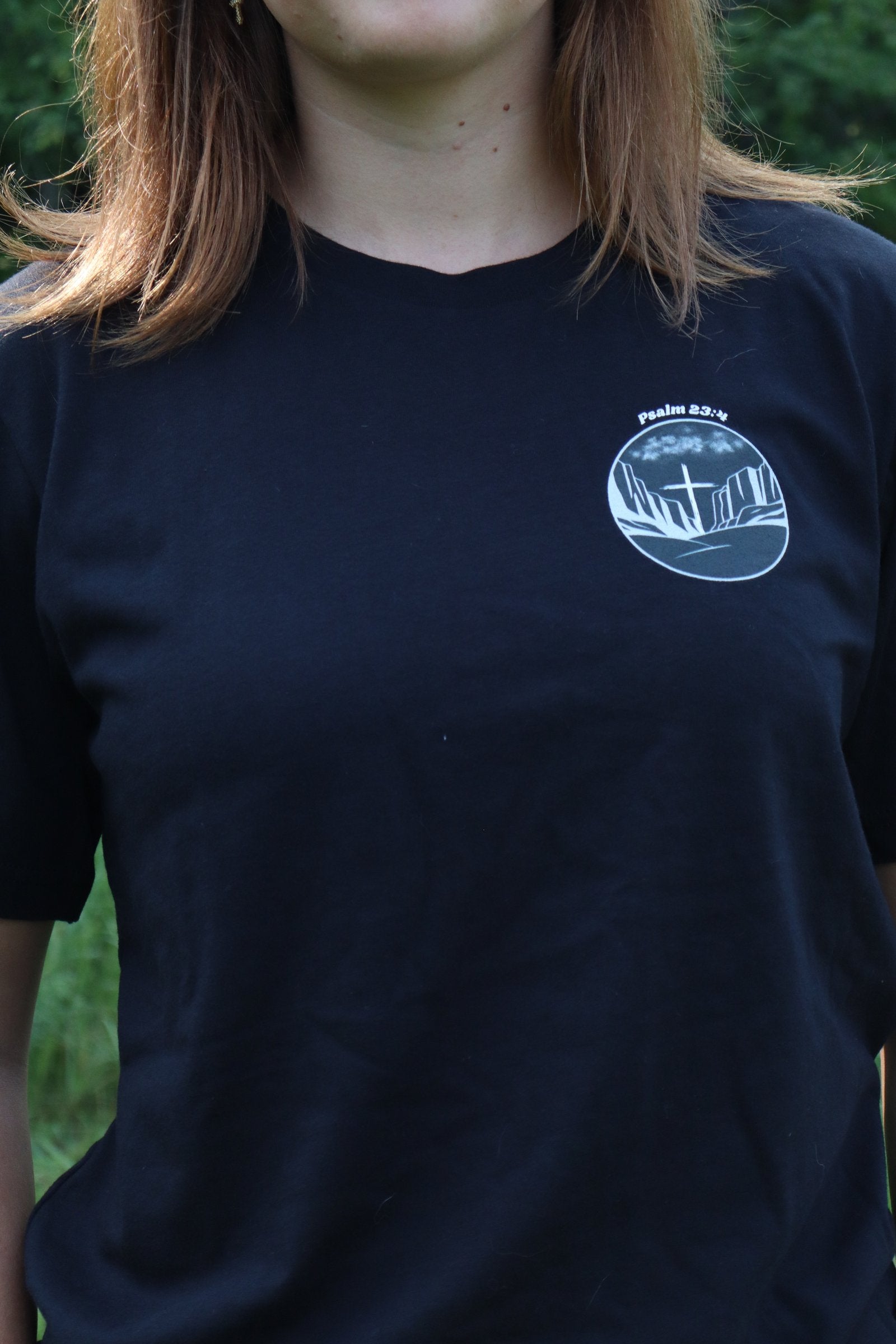 Psalm 23:4 Christian Shirt | Minimalist Left-Chest Tee, Unisex Fit