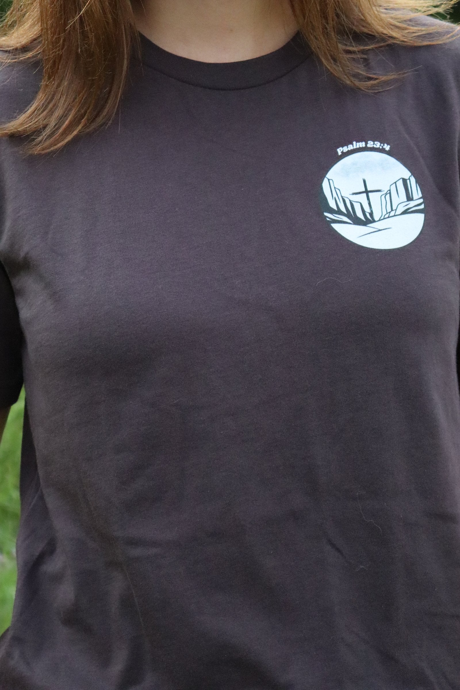 Psalm 23:4 Christian Shirt | Minimalist Left-Chest Tee, Unisex Fit