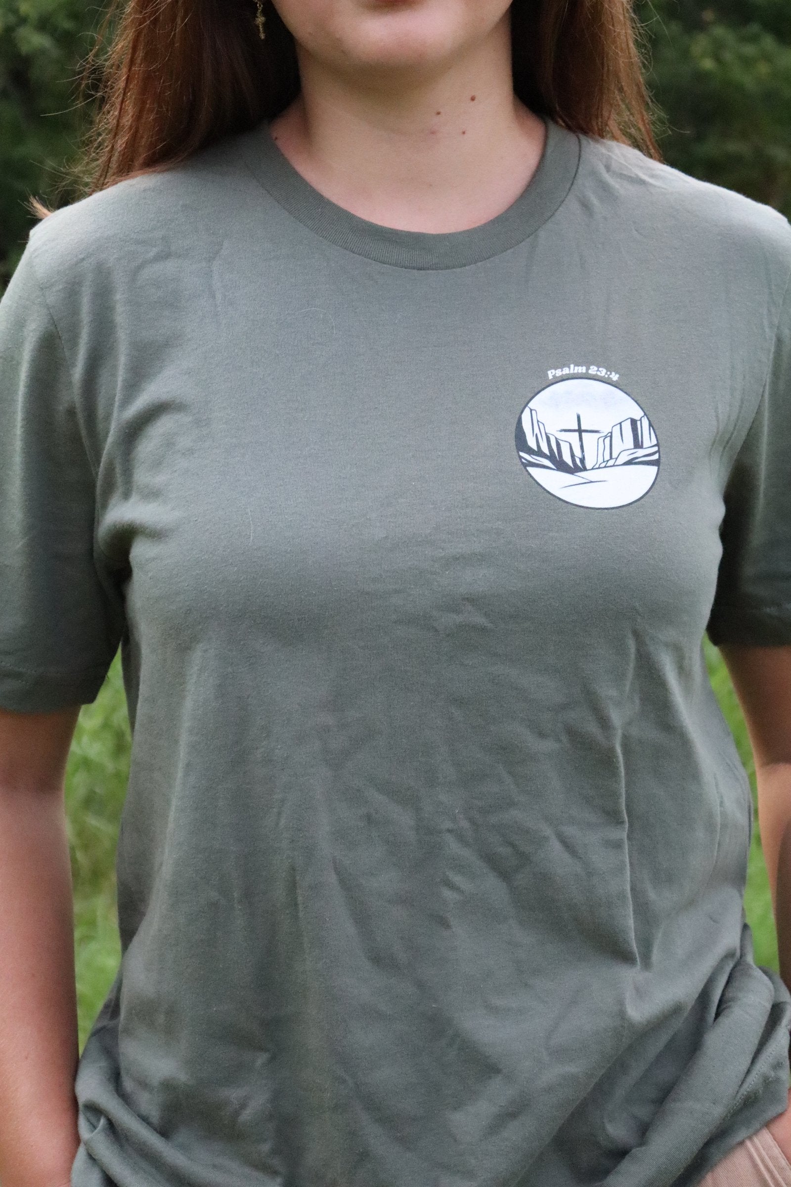 Psalm 23:4 Christian Shirt | Minimalist Left-Chest Tee, Unisex Fit