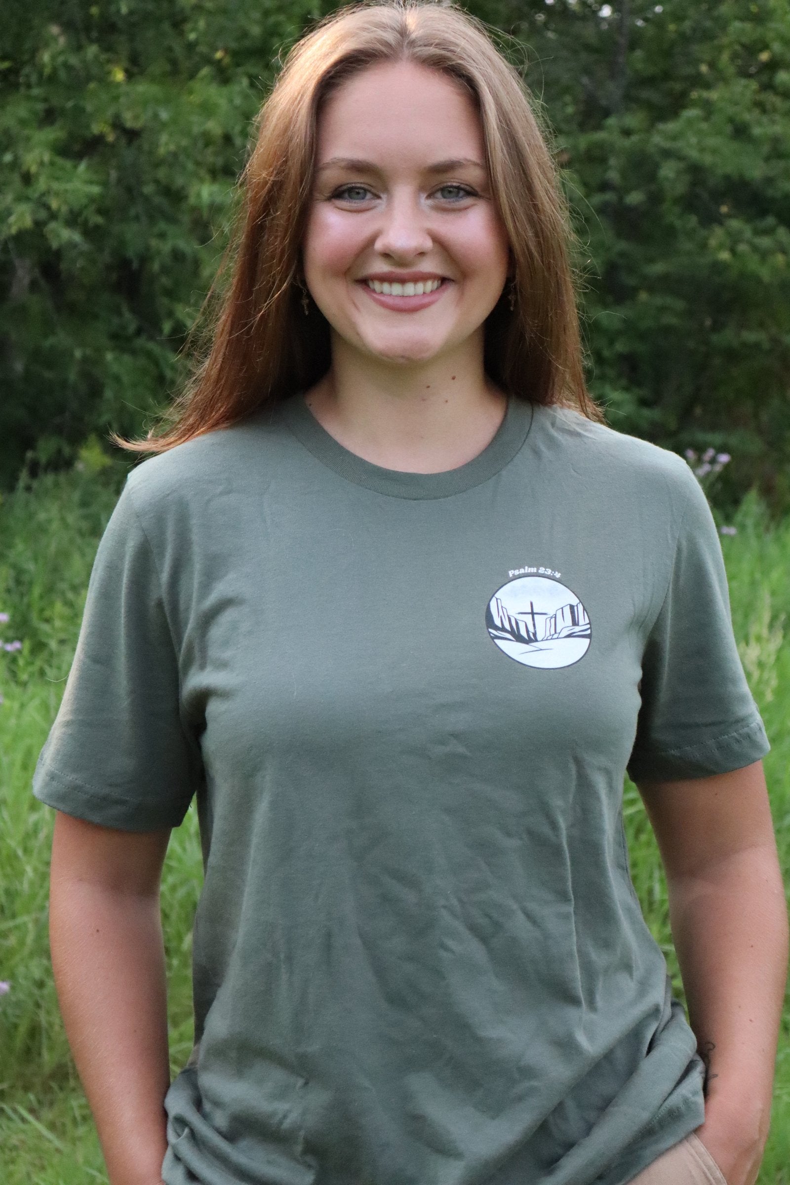 Psalm 23:4 Christian Shirt | Minimalist Left-Chest Tee, Unisex Fit