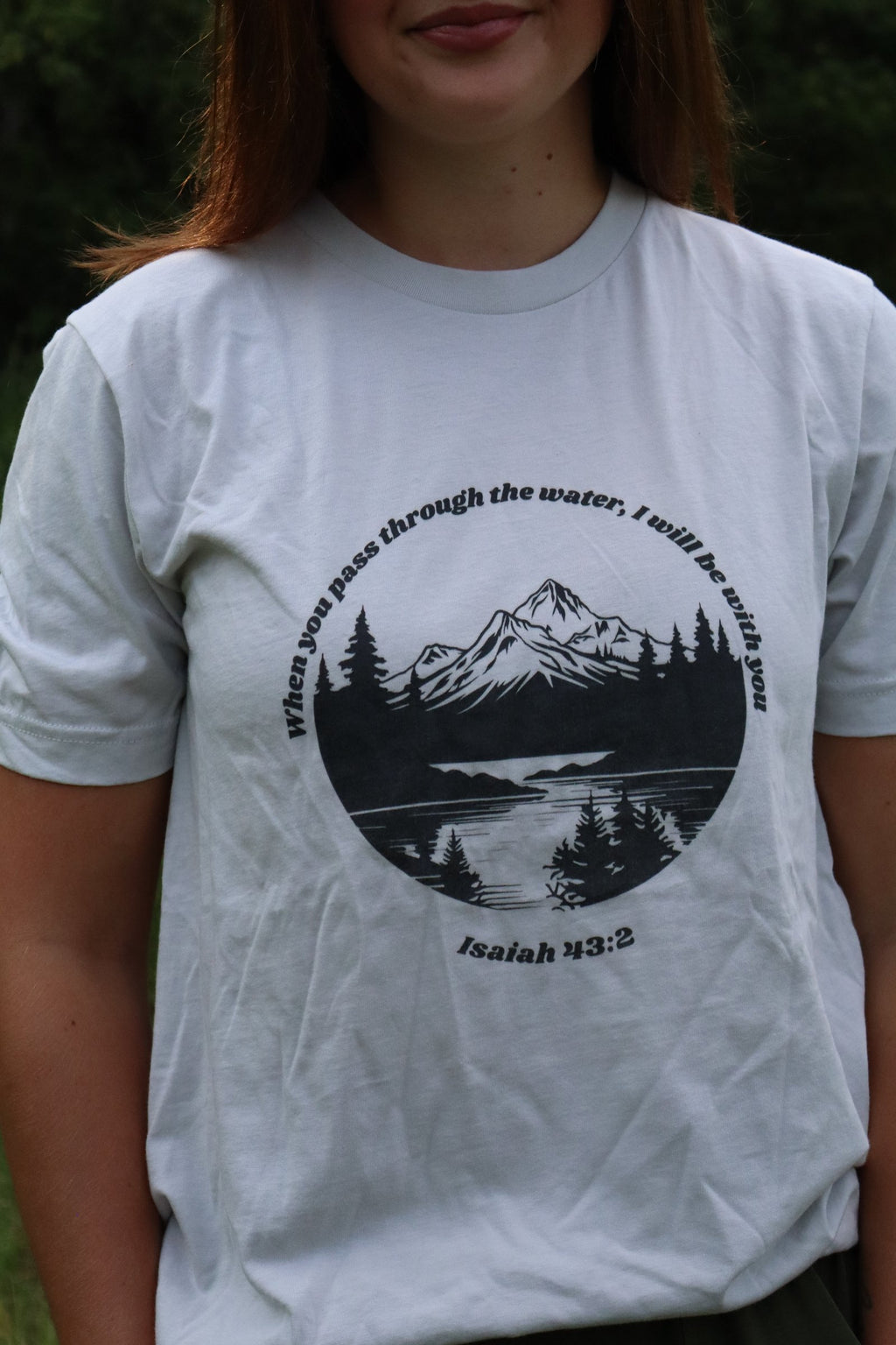 Isaiah 43:2 Christian Shirt for Women | Mountain Lake Bible Verse Tee