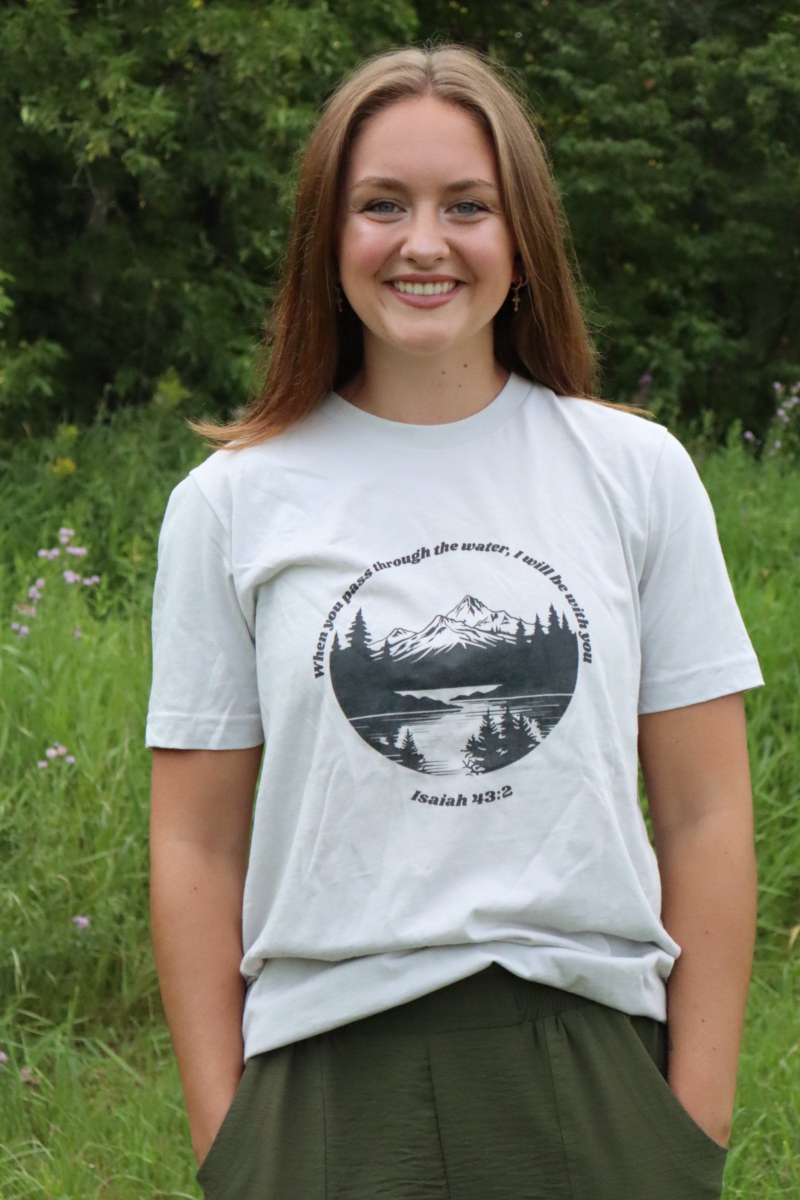 Isaiah 43:2 Christian Shirt for Women | Mountain Lake Bible Verse Tee
