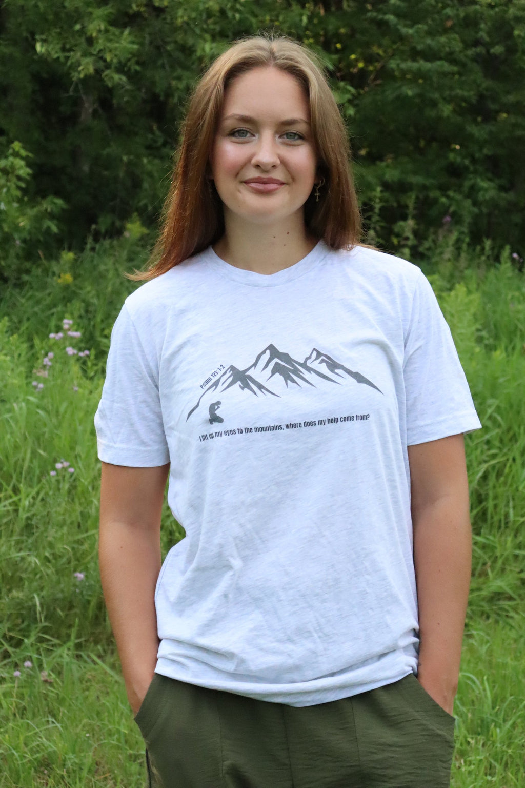 Psalm 121 Christian Shirt | Lift My Eyes to the Mountains Bible Verse Tee