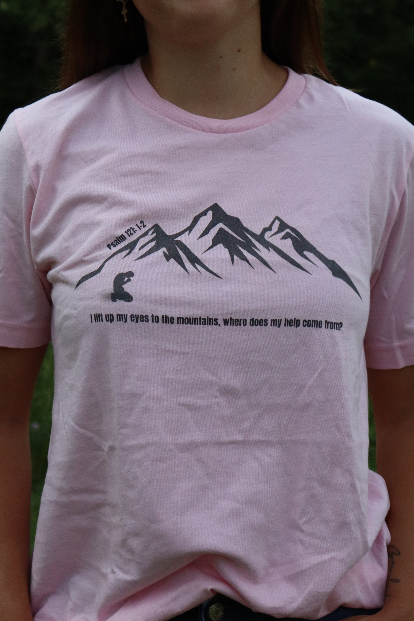 Psalm 121 Christian Shirt | Lift My Eyes to the Mountains Bible Verse Tee
