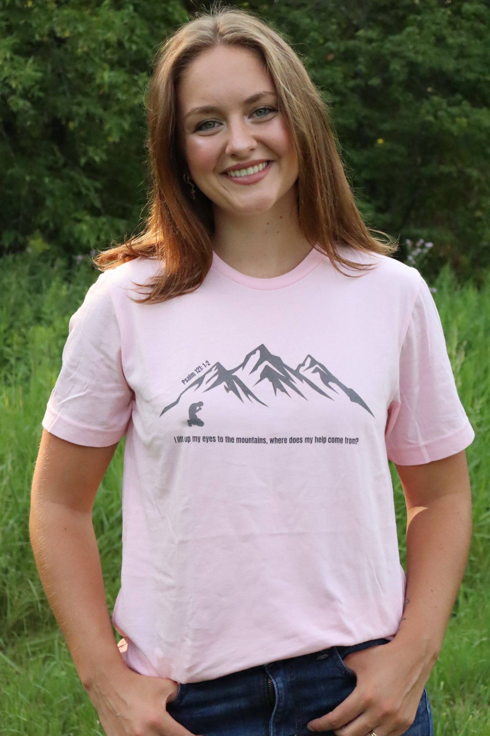 Psalm 121 Christian Shirt | Lift My Eyes to the Mountains Bible Verse Tee
