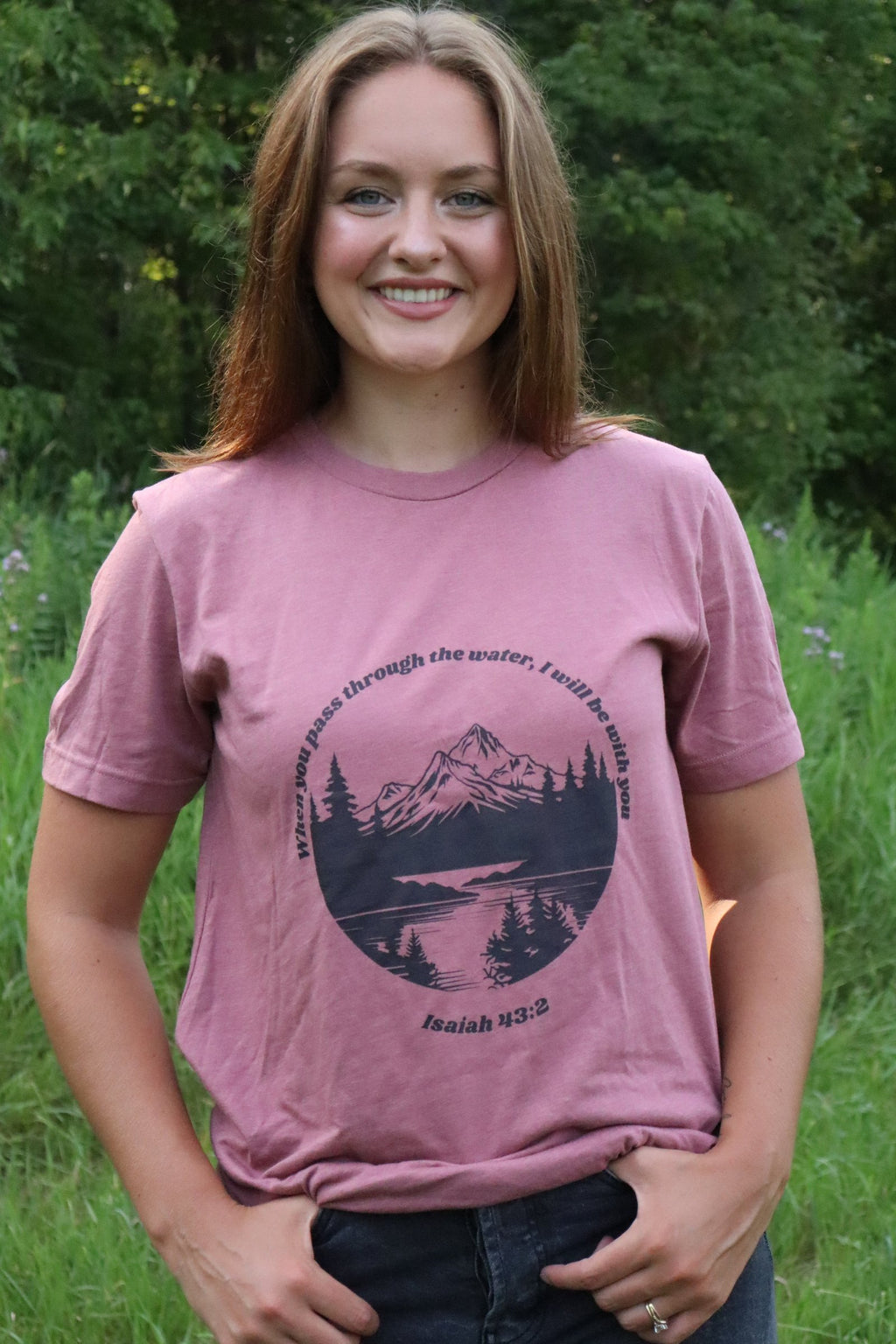 Isaiah 43:2 Christian Shirt for Women | Mountain Lake Bible Verse Tee
