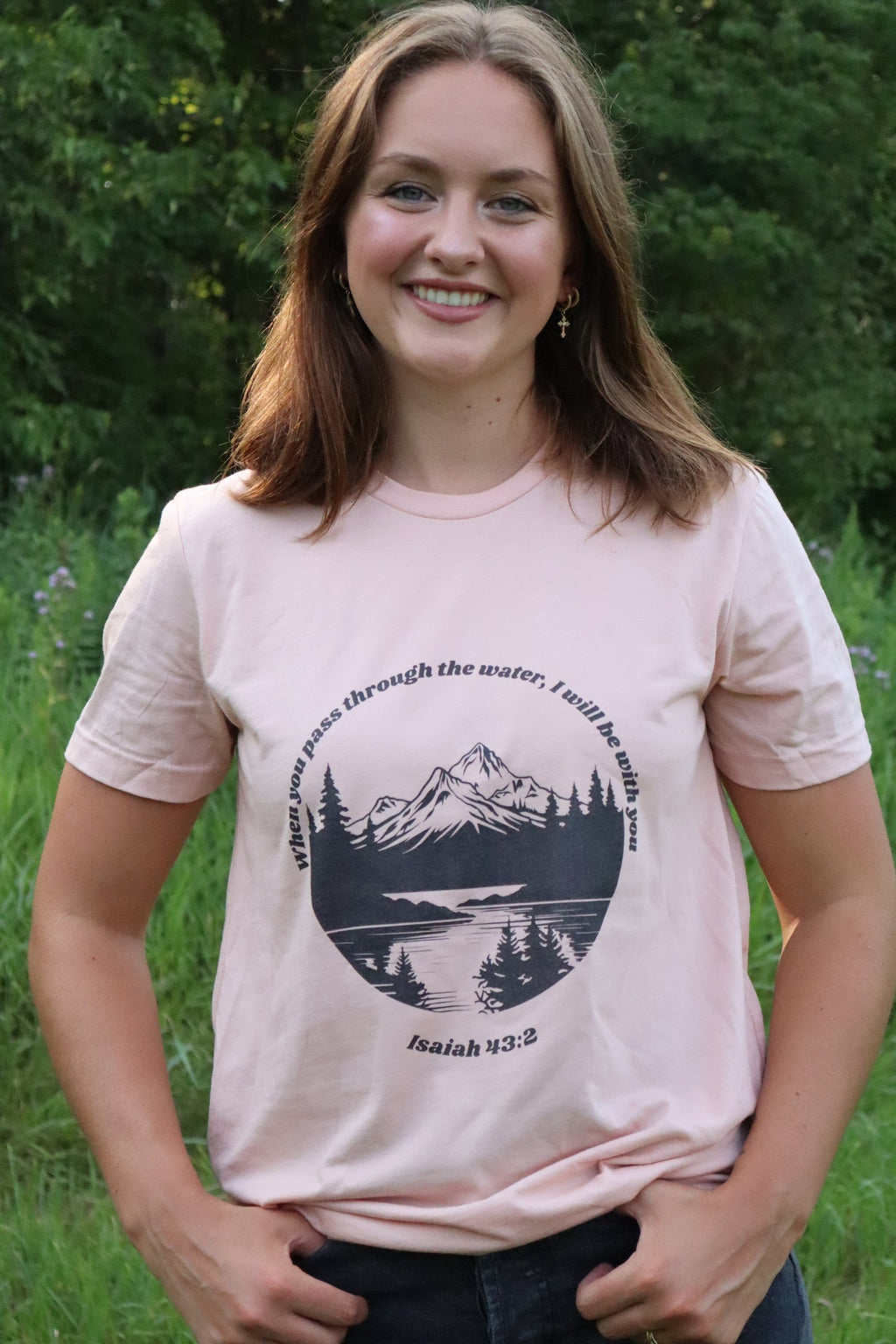 Isaiah 43:2 Christian Shirt for Women | Mountain Lake Bible Verse Tee
