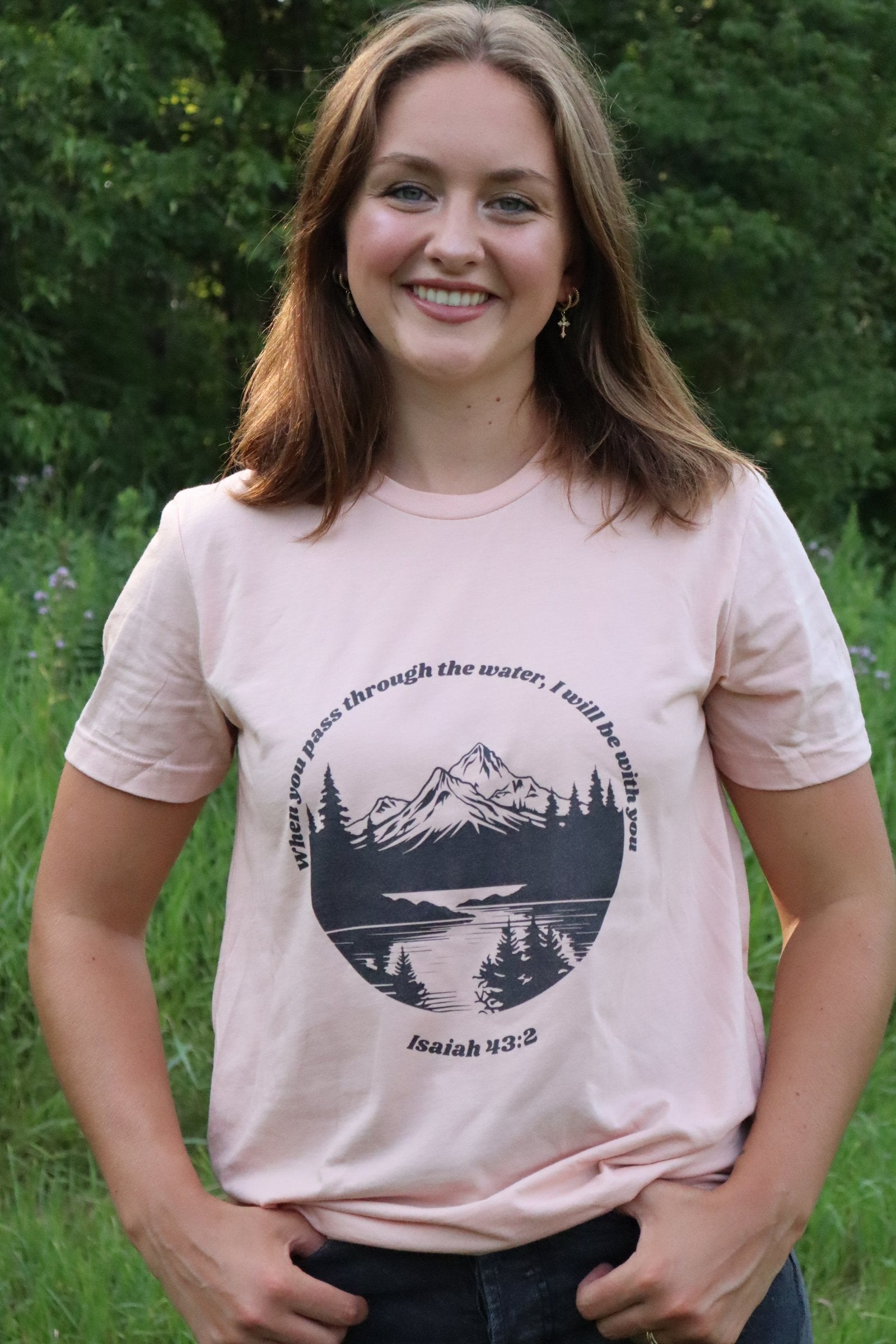 Isaiah 43:2 Christian Shirt for Women | Mountain Lake Bible Verse Tee