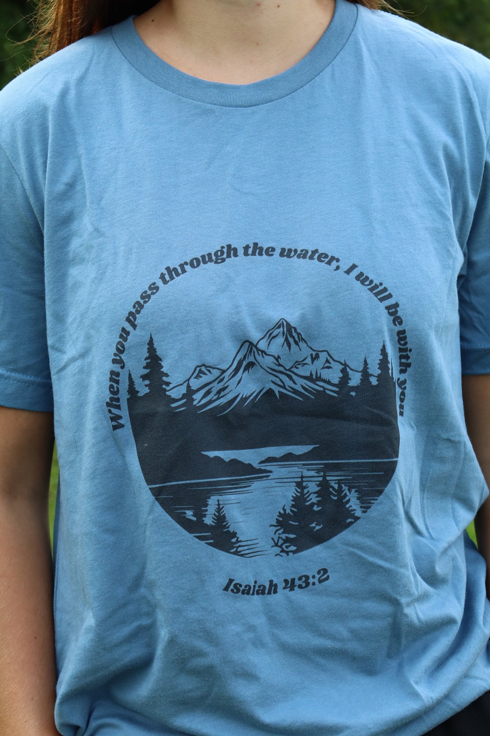 Isaiah 43:2 Christian Shirt for Women | Mountain Lake Bible Verse Tee